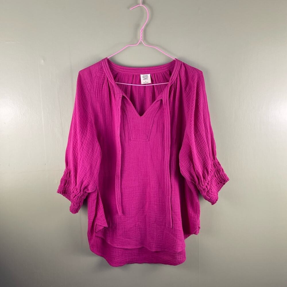 Matilda Jane Good Hart Gauze River Puff Sleeve V-Neck Blouse